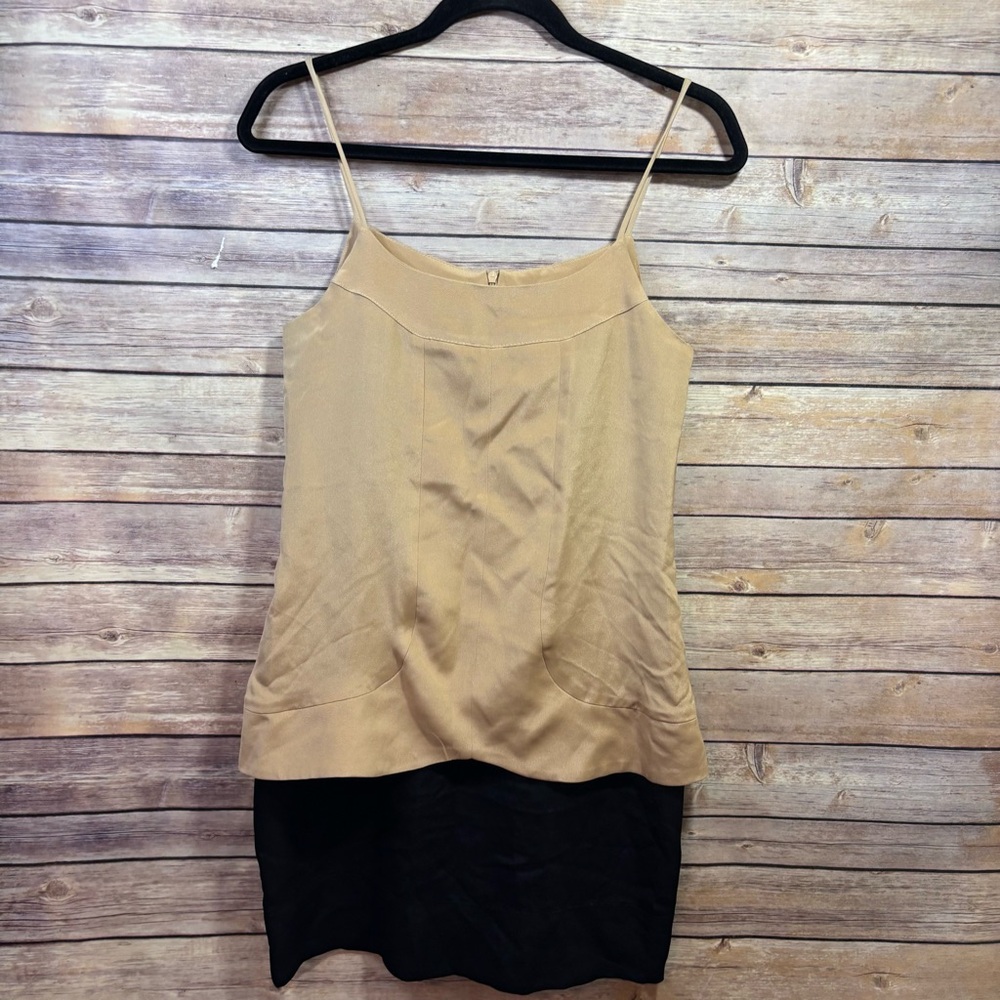 Leyendecker Silk Layered Cami Dress Black & Camel Size 2